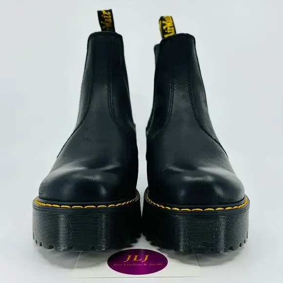 Dr. Martens Women's Rometty Black Wyoming Leather Platform Chelsea Boots Size 7 - Picture 2 of 11